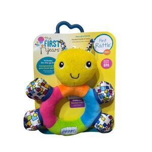 The First Years First Baby Rattle - Sensory Toy Soft Textures and Crinkle Sounds